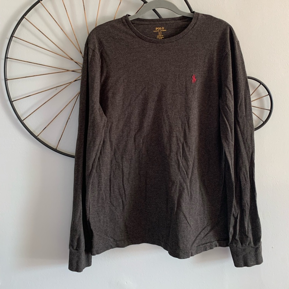 Polo Ralph Lauren custom fit charcoal long sleeve shirt. Size large.